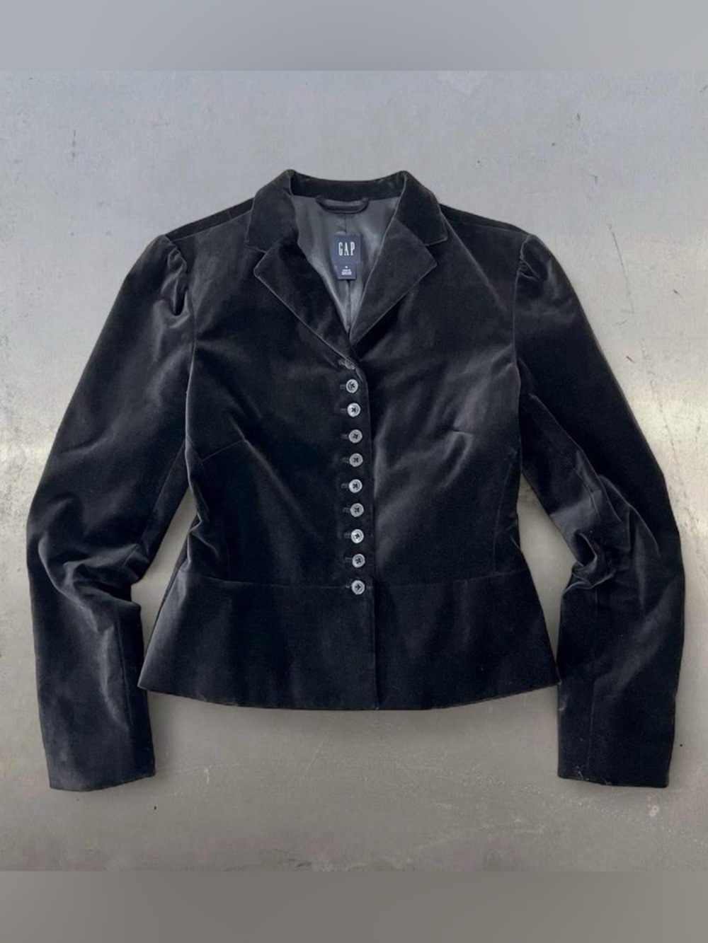 GAP Women's Black Velvet Fitted Button Jacket